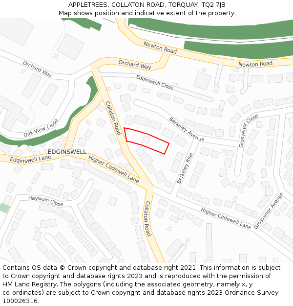 APPLETREES, COLLATON ROAD, TORQUAY, TQ2 7JB: Location map and indicative extent of plot