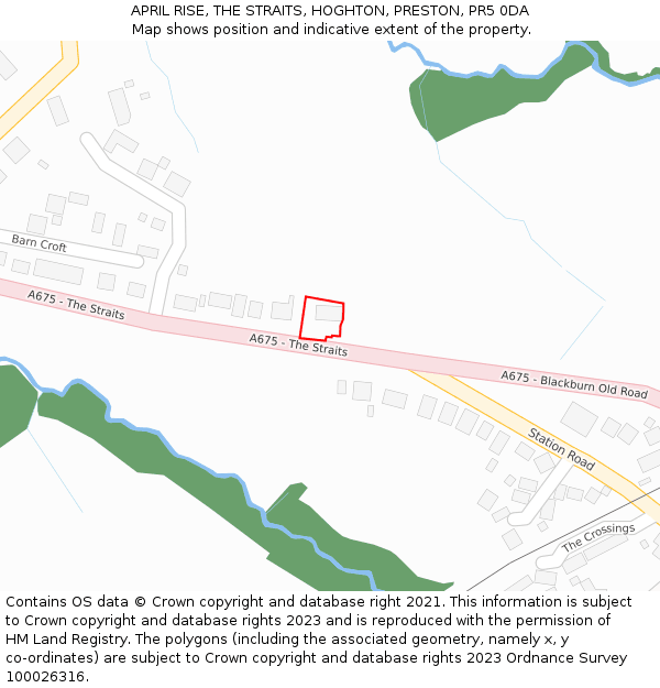 APRIL RISE, THE STRAITS, HOGHTON, PRESTON, PR5 0DA: Location map and indicative extent of plot