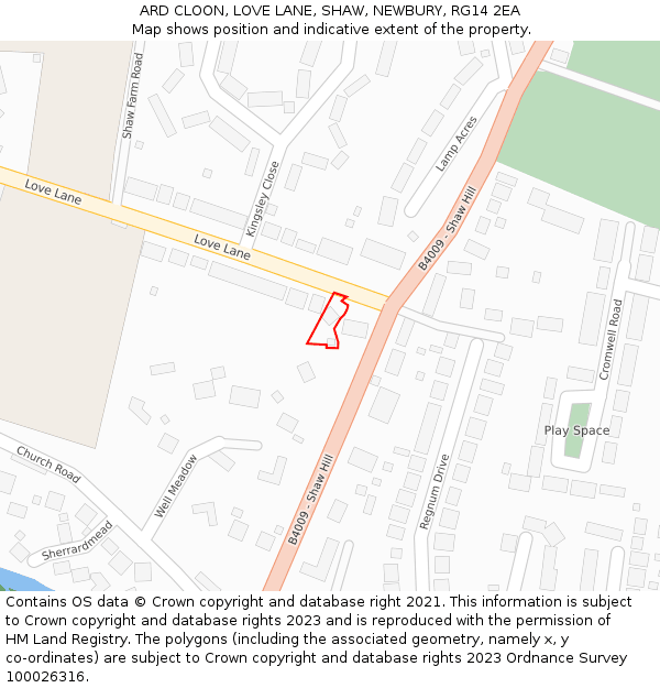 ARD CLOON, LOVE LANE, SHAW, NEWBURY, RG14 2EA: Location map and indicative extent of plot