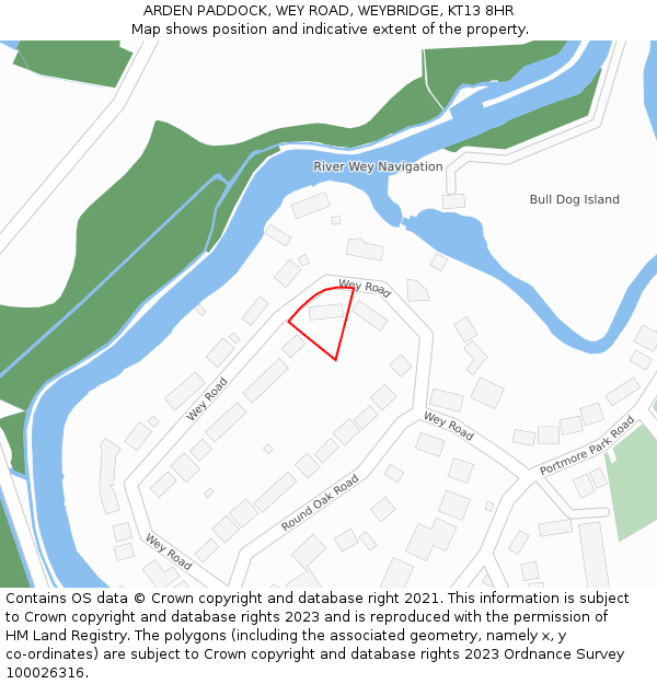 ARDEN PADDOCK, WEY ROAD, WEYBRIDGE, KT13 8HR: Location map and indicative extent of plot