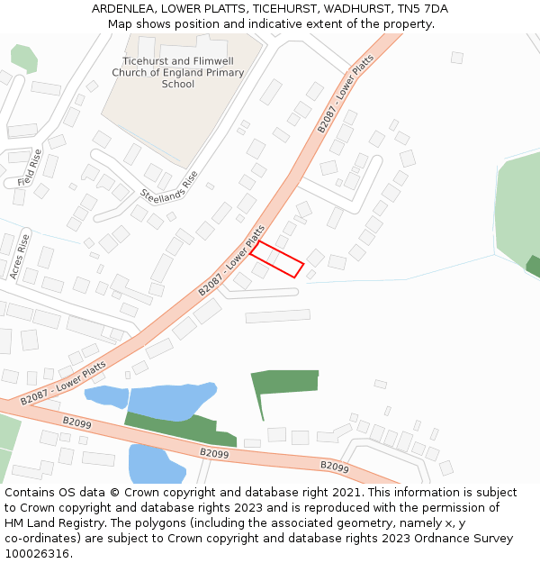 ARDENLEA, LOWER PLATTS, TICEHURST, WADHURST, TN5 7DA: Location map and indicative extent of plot