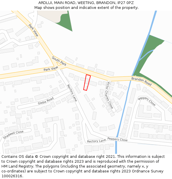 ARDLUI, MAIN ROAD, WEETING, BRANDON, IP27 0PZ: Location map and indicative extent of plot