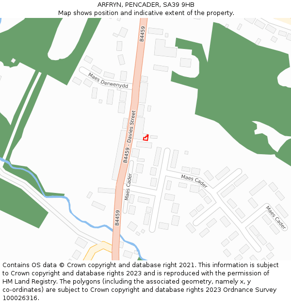 ARFRYN, PENCADER, SA39 9HB: Location map and indicative extent of plot