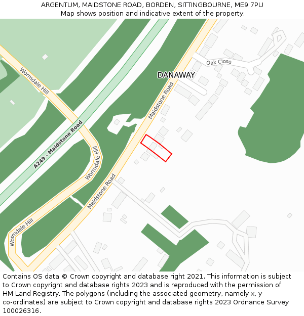 ARGENTUM, MAIDSTONE ROAD, BORDEN, SITTINGBOURNE, ME9 7PU: Location map and indicative extent of plot