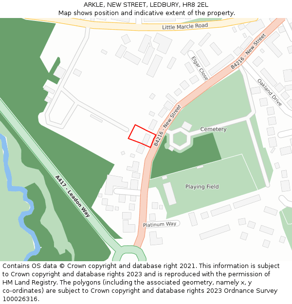 ARKLE, NEW STREET, LEDBURY, HR8 2EL: Location map and indicative extent of plot