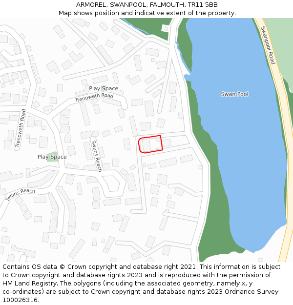 ARMOREL, SWANPOOL, FALMOUTH, TR11 5BB: Location map and indicative extent of plot