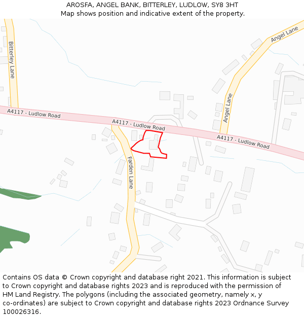 AROSFA, ANGEL BANK, BITTERLEY, LUDLOW, SY8 3HT: Location map and indicative extent of plot