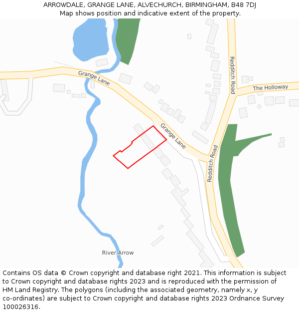 ARROWDALE, GRANGE LANE, ALVECHURCH, BIRMINGHAM, B48 7DJ: Location map and indicative extent of plot