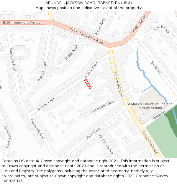 ARUNDEL, JACKSON ROAD, BARNET, EN4 8UU: Location map and indicative extent of plot