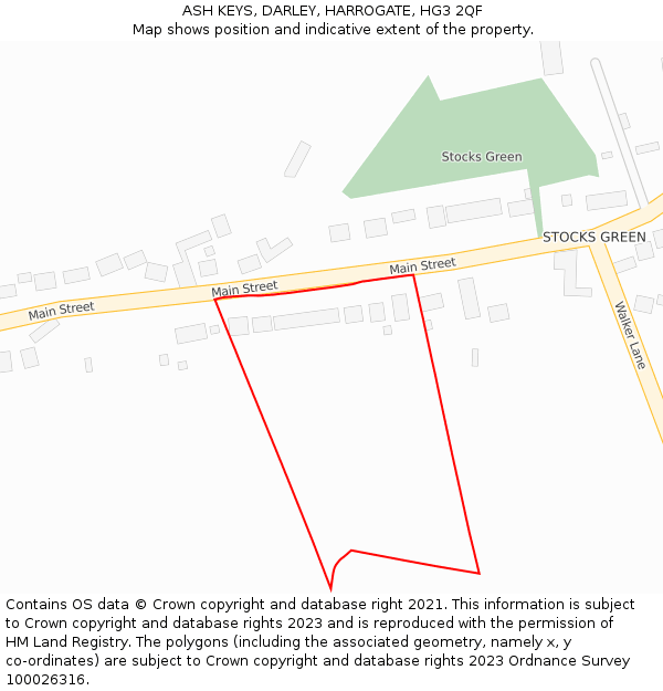 ASH KEYS, DARLEY, HARROGATE, HG3 2QF: Location map and indicative extent of plot