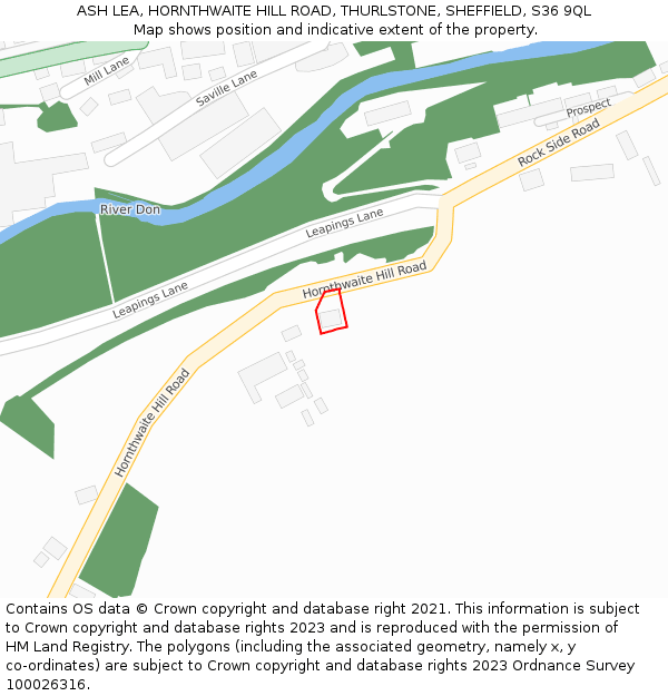 ASH LEA, HORNTHWAITE HILL ROAD, THURLSTONE, SHEFFIELD, S36 9QL: Location map and indicative extent of plot