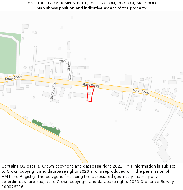 ASH TREE FARM, MAIN STREET, TADDINGTON, BUXTON, SK17 9UB: Location map and indicative extent of plot
