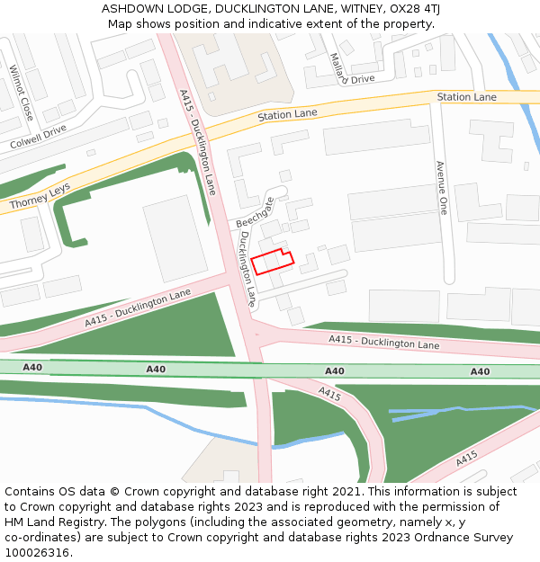 ASHDOWN LODGE, DUCKLINGTON LANE, WITNEY, OX28 4TJ: Location map and indicative extent of plot