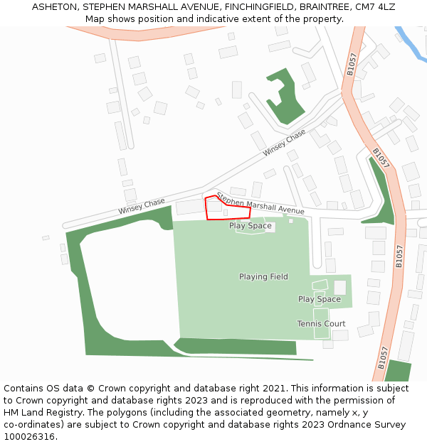 ASHETON, STEPHEN MARSHALL AVENUE, FINCHINGFIELD, BRAINTREE, CM7 4LZ: Location map and indicative extent of plot