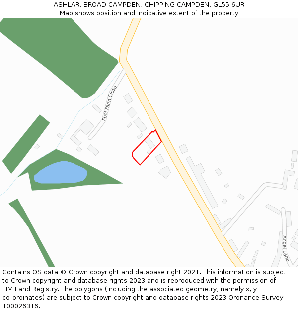 ASHLAR, BROAD CAMPDEN, CHIPPING CAMPDEN, GL55 6UR: Location map and indicative extent of plot