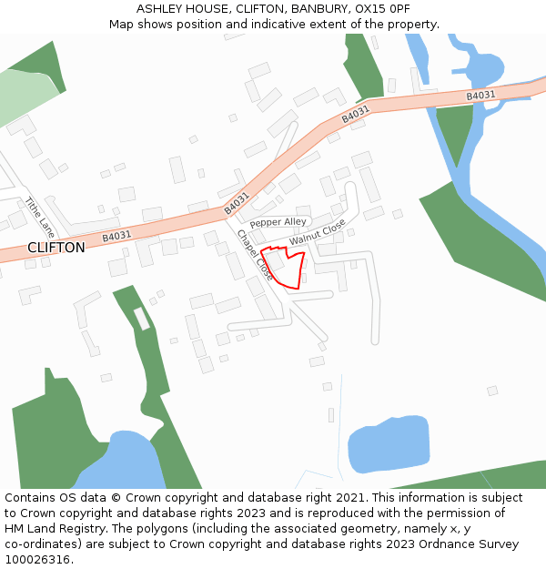 ASHLEY HOUSE, CLIFTON, BANBURY, OX15 0PF: Location map and indicative extent of plot