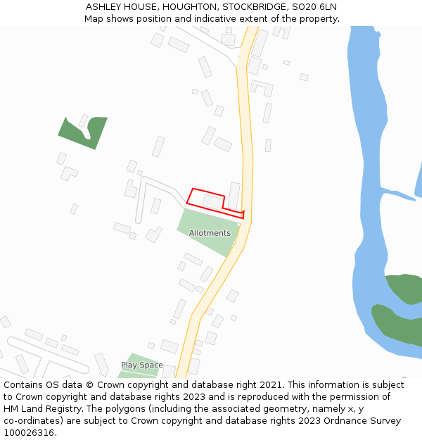 ASHLEY HOUSE, HOUGHTON, STOCKBRIDGE, SO20 6LN: Location map and indicative extent of plot