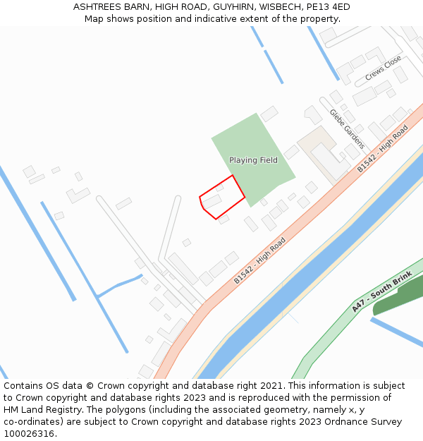 ASHTREES BARN, HIGH ROAD, GUYHIRN, WISBECH, PE13 4ED: Location map and indicative extent of plot