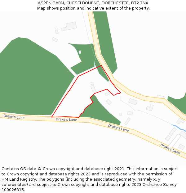 ASPEN BARN, CHESELBOURNE, DORCHESTER, DT2 7NX: Location map and indicative extent of plot