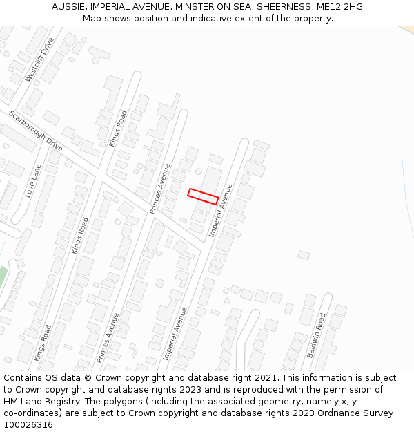 AUSSIE, IMPERIAL AVENUE, MINSTER ON SEA, SHEERNESS, ME12 2HG: Location map and indicative extent of plot
