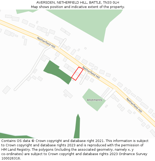 AVERSDEN, NETHERFIELD HILL, BATTLE, TN33 0LH: Location map and indicative extent of plot