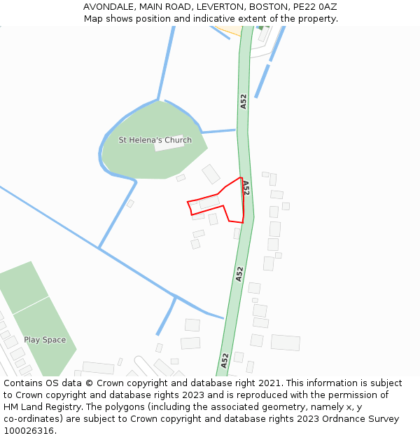AVONDALE, MAIN ROAD, LEVERTON, BOSTON, PE22 0AZ: Location map and indicative extent of plot