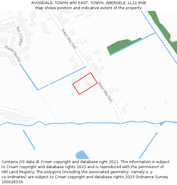 AVONDALE, TOWYN WAY EAST, TOWYN, ABERGELE, LL22 9NB: Location map and indicative extent of plot