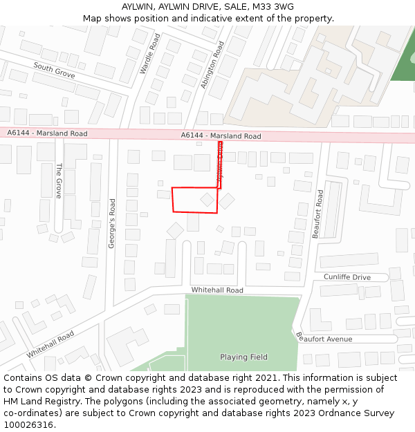 AYLWIN, AYLWIN DRIVE, SALE, M33 3WG: Location map and indicative extent of plot