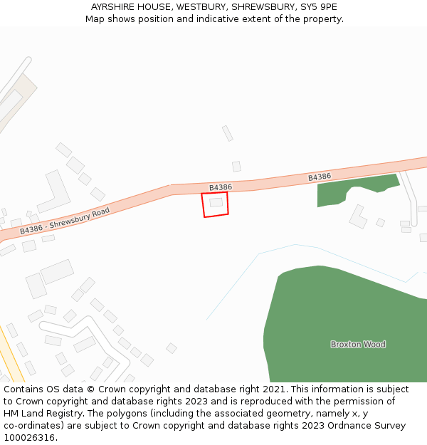 AYRSHIRE HOUSE, WESTBURY, SHREWSBURY, SY5 9PE: Location map and indicative extent of plot