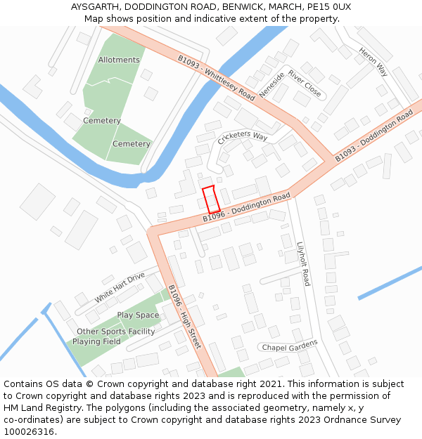 AYSGARTH, DODDINGTON ROAD, BENWICK, MARCH, PE15 0UX: Location map and indicative extent of plot