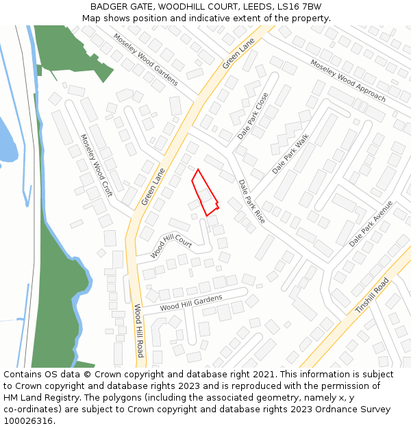 BADGER GATE, WOODHILL COURT, LEEDS, LS16 7BW: Location map and indicative extent of plot