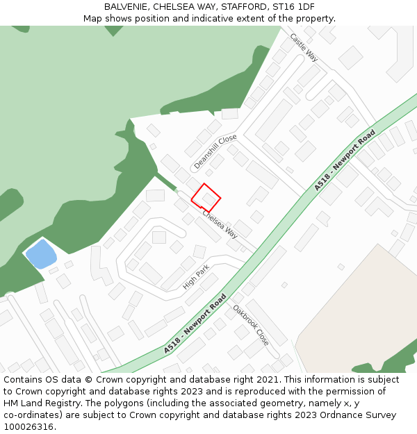 BALVENIE, CHELSEA WAY, STAFFORD, ST16 1DF: Location map and indicative extent of plot