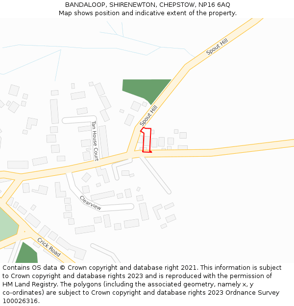 BANDALOOP, SHIRENEWTON, CHEPSTOW, NP16 6AQ: Location map and indicative extent of plot