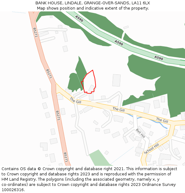 BANK HOUSE, LINDALE, GRANGE-OVER-SANDS, LA11 6LX: Location map and indicative extent of plot