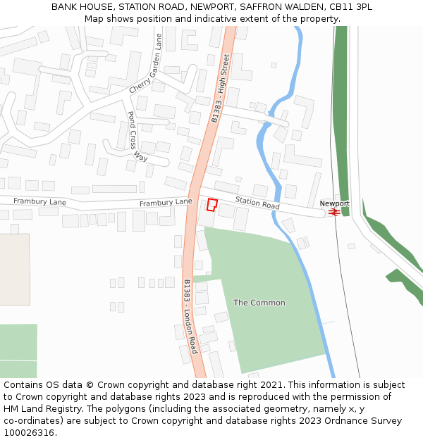 BANK HOUSE, STATION ROAD, NEWPORT, SAFFRON WALDEN, CB11 3PL: Location map and indicative extent of plot