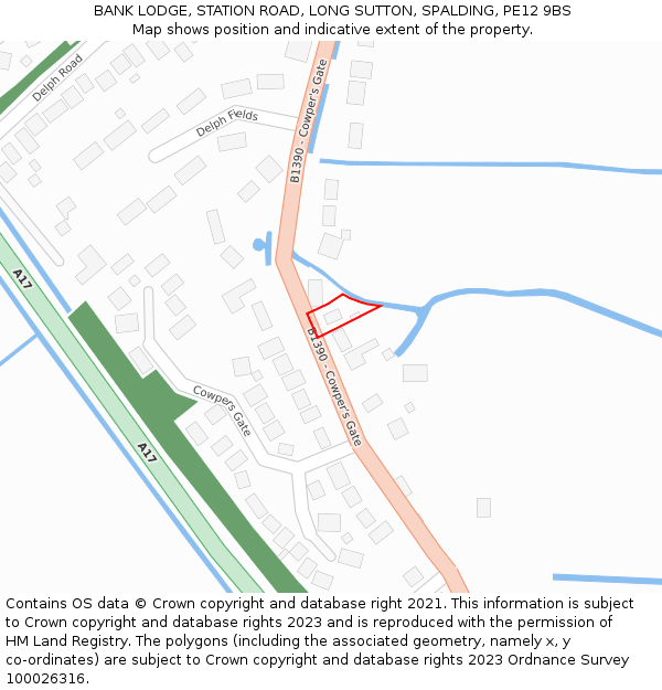 BANK LODGE, STATION ROAD, LONG SUTTON, SPALDING, PE12 9BS: Location map and indicative extent of plot