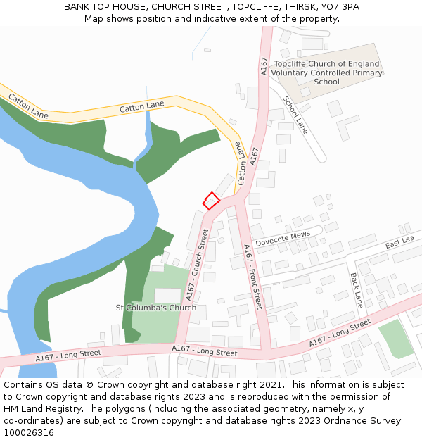 BANK TOP HOUSE, CHURCH STREET, TOPCLIFFE, THIRSK, YO7 3PA: Location map and indicative extent of plot