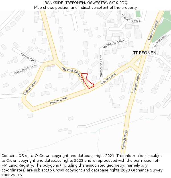 BANKSIDE, TREFONEN, OSWESTRY, SY10 9DQ: Location map and indicative extent of plot