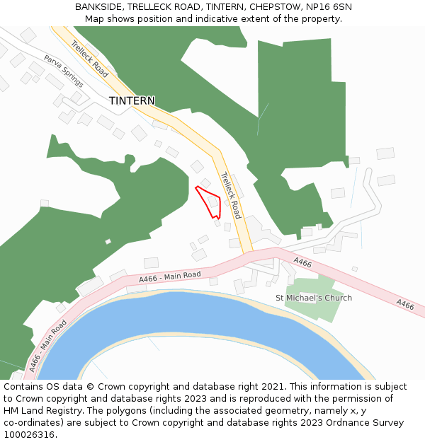 BANKSIDE, TRELLECK ROAD, TINTERN, CHEPSTOW, NP16 6SN: Location map and indicative extent of plot