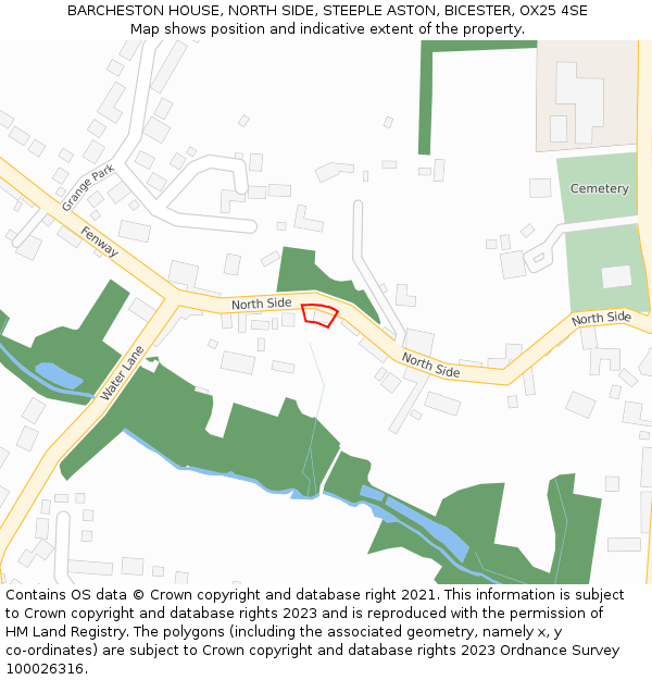 BARCHESTON HOUSE, NORTH SIDE, STEEPLE ASTON, BICESTER, OX25 4SE: Location map and indicative extent of plot