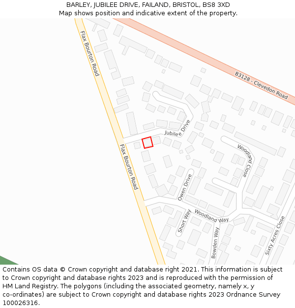BARLEY, JUBILEE DRIVE, FAILAND, BRISTOL, BS8 3XD: Location map and indicative extent of plot