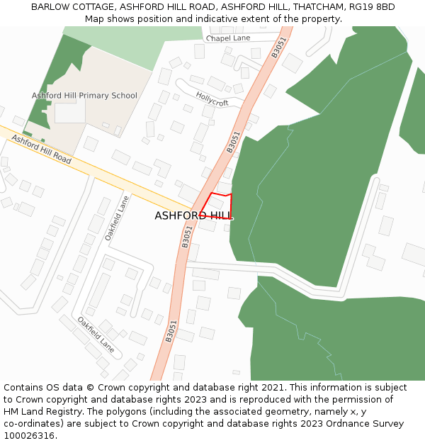 BARLOW COTTAGE, ASHFORD HILL ROAD, ASHFORD HILL, THATCHAM, RG19 8BD: Location map and indicative extent of plot