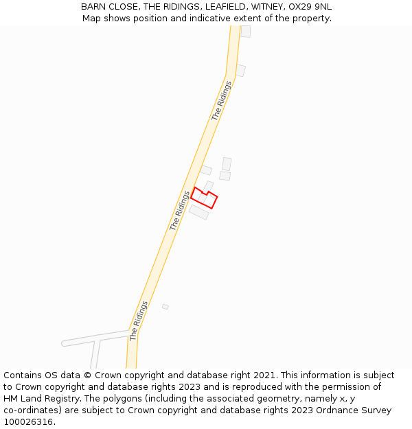 BARN CLOSE, THE RIDINGS, LEAFIELD, WITNEY, OX29 9NL: Location map and indicative extent of plot