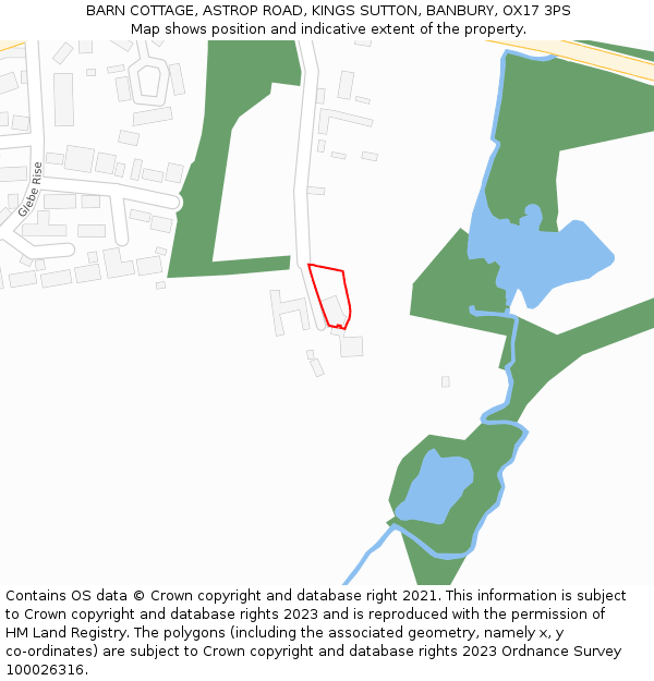 BARN COTTAGE, ASTROP ROAD, KINGS SUTTON, BANBURY, OX17 3PS: Location map and indicative extent of plot