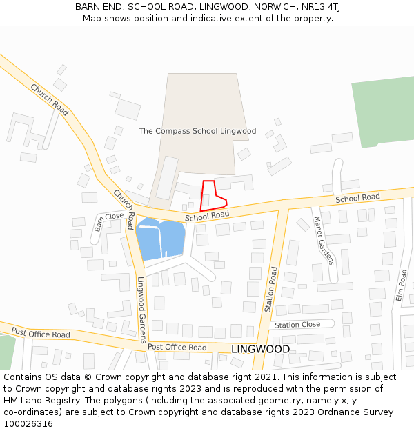 BARN END, SCHOOL ROAD, LINGWOOD, NORWICH, NR13 4TJ: Location map and indicative extent of plot