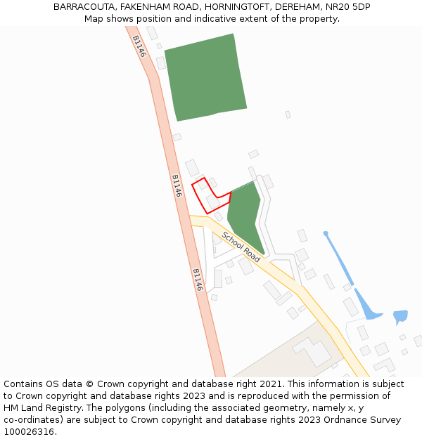 BARRACOUTA, FAKENHAM ROAD, HORNINGTOFT, DEREHAM, NR20 5DP: Location map and indicative extent of plot