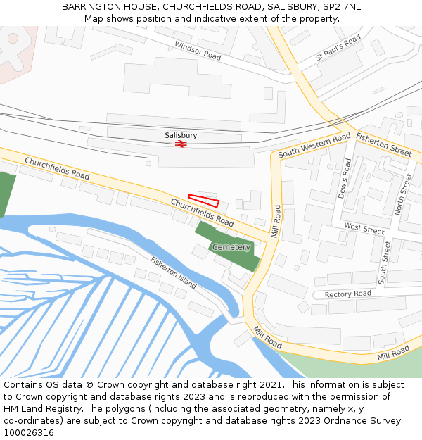 BARRINGTON HOUSE, CHURCHFIELDS ROAD, SALISBURY, SP2 7NL: Location map and indicative extent of plot