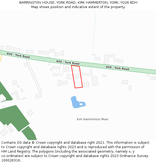BARRINGTON HOUSE, YORK ROAD, KIRK HAMMERTON, YORK, YO26 8DH: Location map and indicative extent of plot