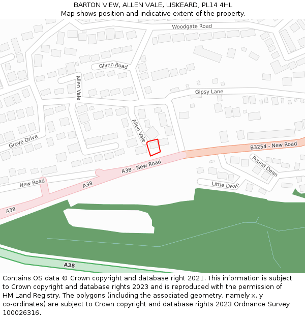 BARTON VIEW, ALLEN VALE, LISKEARD, PL14 4HL: Location map and indicative extent of plot