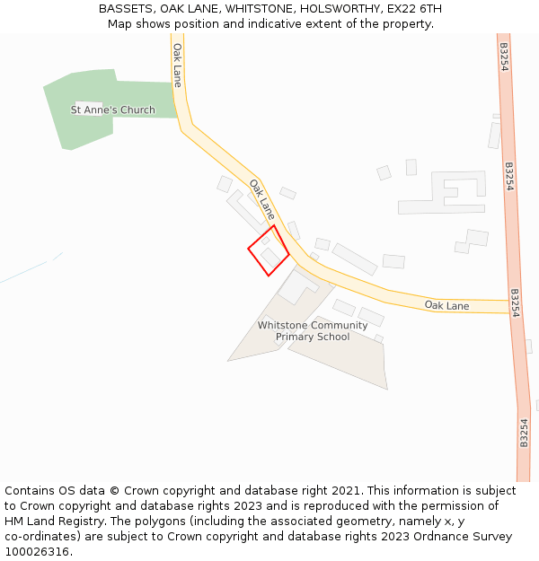 BASSETS, OAK LANE, WHITSTONE, HOLSWORTHY, EX22 6TH: Location map and indicative extent of plot